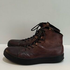 Karl Lagerfeld Men's Brown Leather High Top Lace Up Sneaker Boot -12